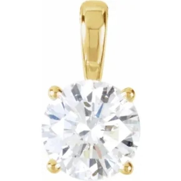 ROLORD 18k white gold pendant 4 prongs set with 2ct round cut moissanite - Picture 4 of 13